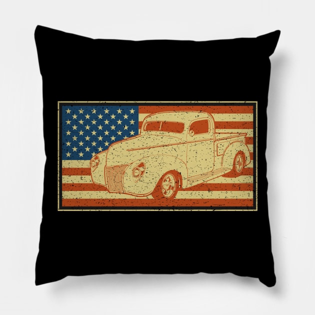 Hot Rod Pickup Truck Pillow by RadStar