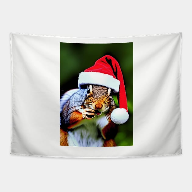 CUTE CHRISTMAS HAT SQUIRREL Tapestry by sailorsam1805