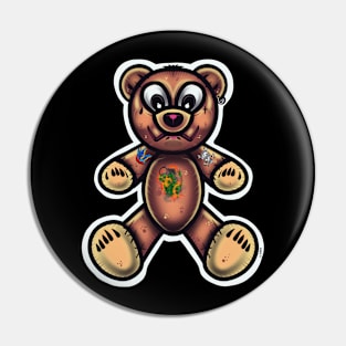 Tattooed teddy bear Pin