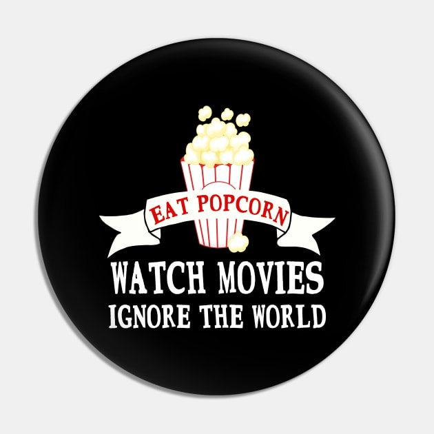Funny Popcorn Movie Lover Gift Pin by JPDesigns