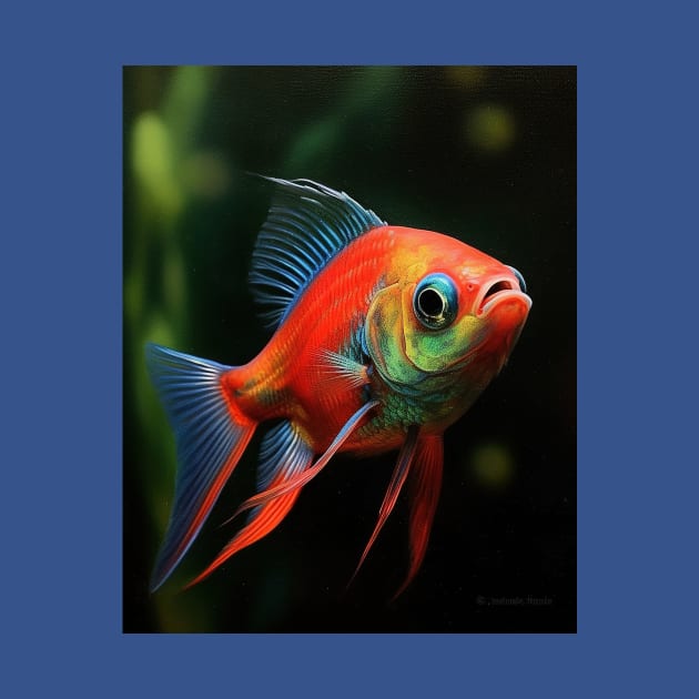 Stunning Hyperrealistic Oil Painting of Cardinal Tetras in Enchanting Aquarium by ABART BY ALEXST 