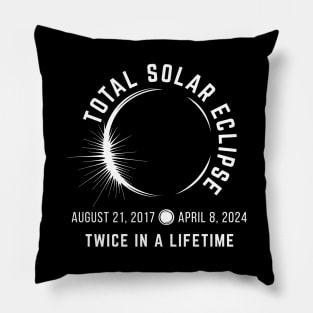 Total Solar Eclipse | Twice In A Lifetime | White Print On Darks Pillow