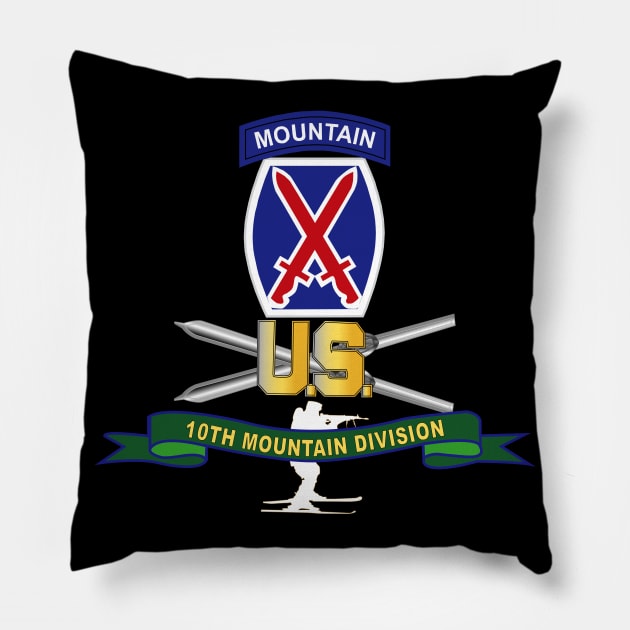 10th Mountain Division - SSI w Ski Branch - Ribbon X 300 Pillow by twix123844