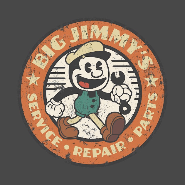 Big Jimmy's Service Repair & Parts Vintage Auto Shop by SilverfireDesign