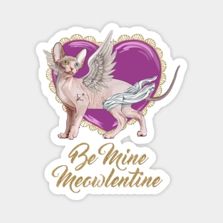 Be Mine Meowlentine, Valentines Day Sphynx Cat Cupid Magnet