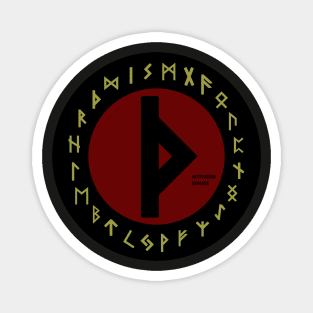 Red Thurisaz Elder Futhark Rune Symbol Magnet