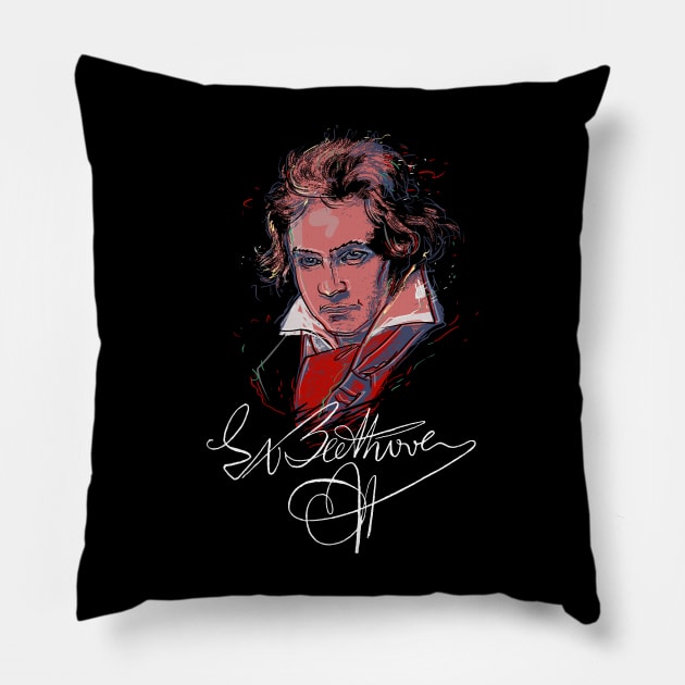 Ludwig van Beethoven, Classical Music-Piano Pillow by StabbedHeart