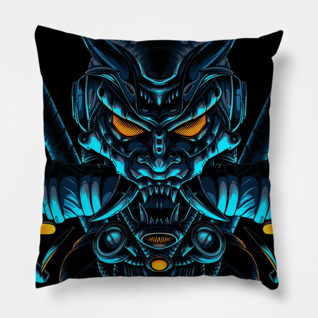 Cyber Oni Mask Pillow by FUJHINE