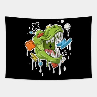 Graffiti Dinosaur Drip Tapestry