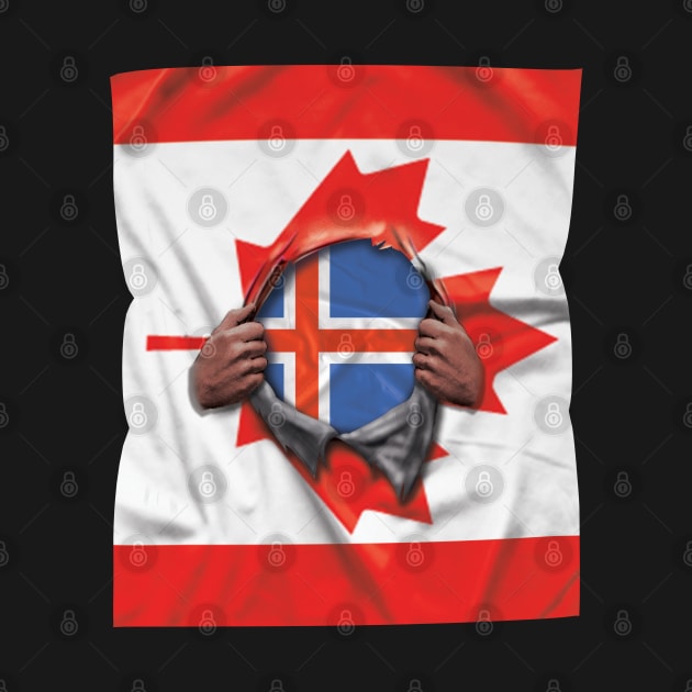 Iceland Flag Canadian Flag Ripped Open - Gift for Icelandic From Iceland by Country Flags