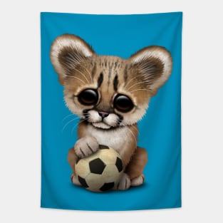 Cougar Cub With Football Soccer Ball Tapestry