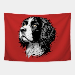 Stunning and Cool English Springer Spaniel Monochrome and Gold Portrait for Father's Day Tapestry