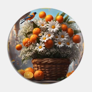 Basket of Beautiful Oranges Pin