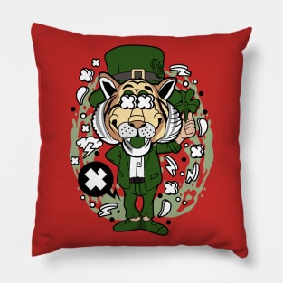 leprechaun tiger illustration Pillow