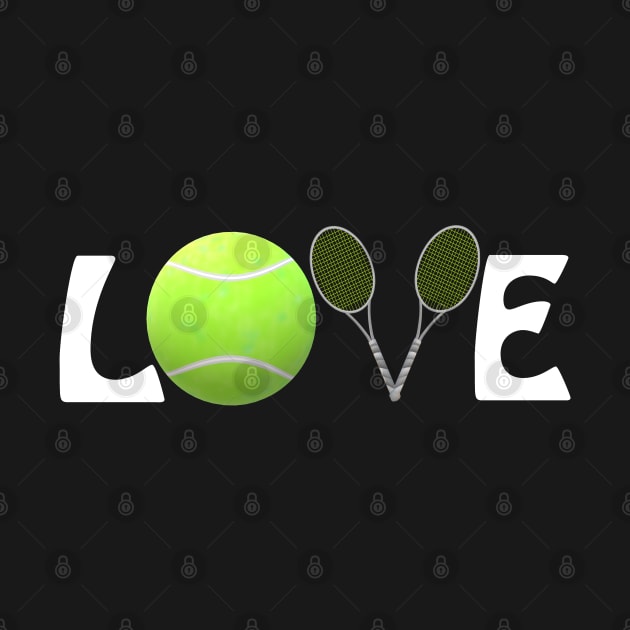 Tennis Lovers Rackets and Ball (White Letters) by Art By LM Designs 