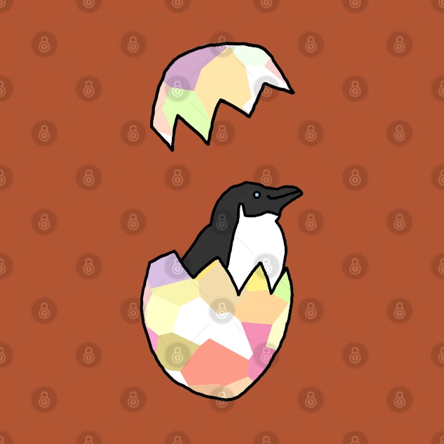 Little Penguin Popping out of her Funny Easter Egg by ellenhenryart