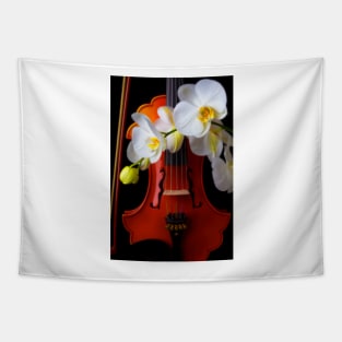 White Orchids And Baroque Violin Tapestry