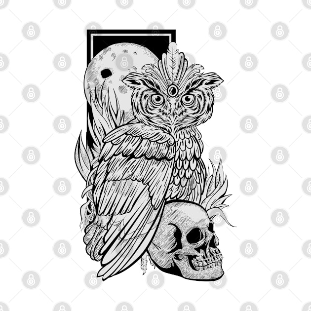 OWL BLACK AND WHITE COLOR by Wifisign