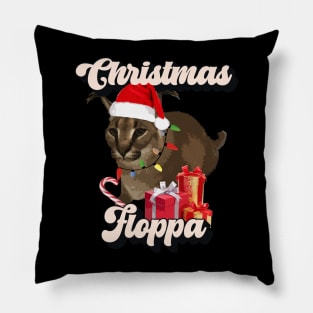 Big Floppa Christmas Meme - Festive Xmas Caracal Big Cat Vintage Retro Text Funny Meme Design Pillow