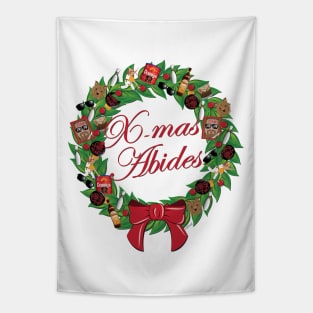 X-mas Abides Holiday Wreath Tapestry