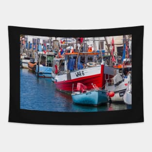 Fishing boats, Alter Strom, Warnemünde, Rostock, Mecklenburg-Western Pomerania Tapestry