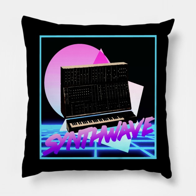 Synthwave Synth Retrowave Retro Korg Moog Keyboard Pillow by MrWatanabe