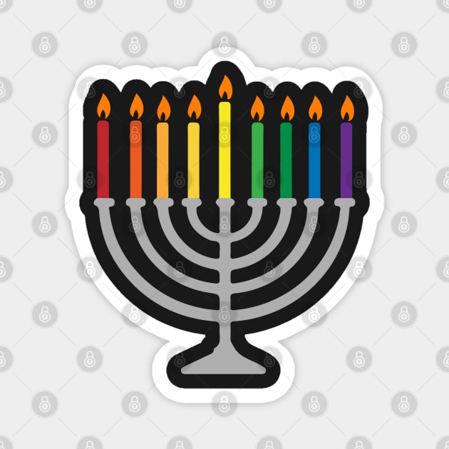 Rainbow Menorah for Hannukah Magnet by maya-reinstein