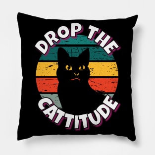 Crop The Cattitude Black Cat Pillow