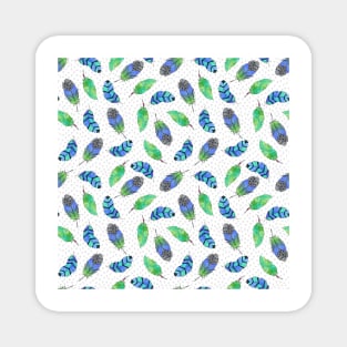 Blue Green Feathers Magnet