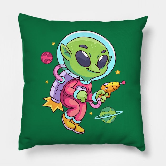 Alien Gun Funny Pillow by Mako Design 