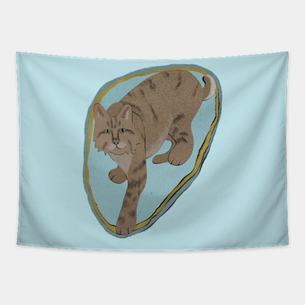 Paper craft bobcat Tapestry by Black Squirrel CT