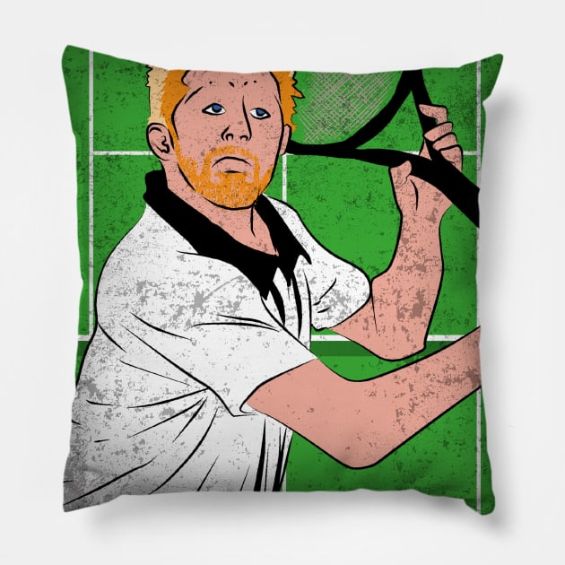 Becker Tennis Player Hero Vintage Grunge Pillow by TEEWEB