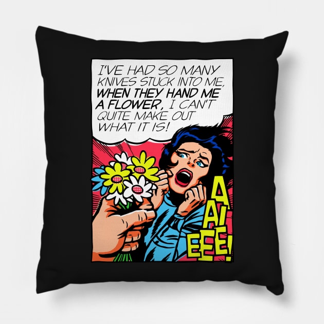 Knives and Flowers Pillow by butcherbilly