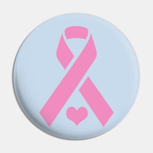 Breast Cancer Pink Ribbon with Heart Pin