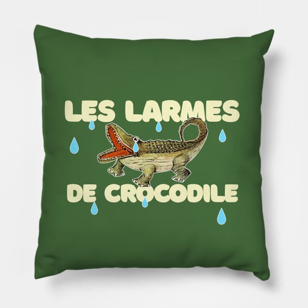 Les Larmes De Crocodile // French Vintage Illustration Design Pillow by DankFutura