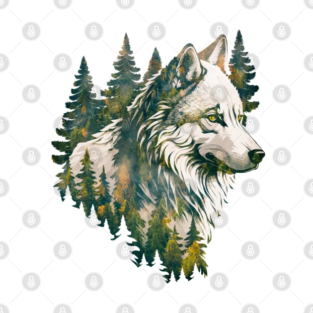 White Wolf and Pine Forest by bobyberto