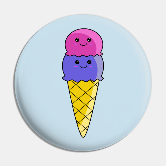 Cute Kawaii 2 scoop Ice Cream - Kawaii Ice Cream Cone - Pin | TeePublic Cute Kawaii 2 scoop Ice Cream - Kawaii Ice Cream Cone - Pin | TeePublic