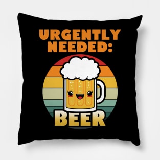 Retro Vintage Cute Kawaii Beer Cartoon Meme Gift For Beer Drinkers Pillow