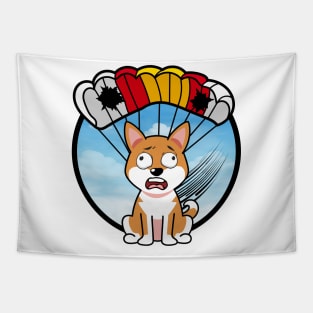 Silly orange dog has a broken parachute Tapestry