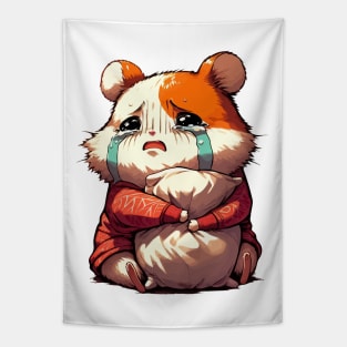 Cute Crying Sad Hamster Tapestry