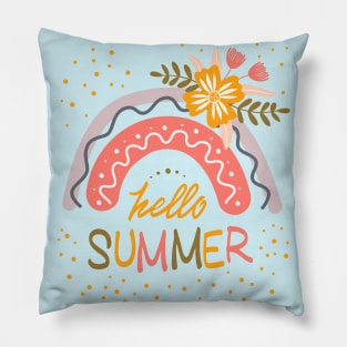 Hello Summer Flowers Logo Pillow