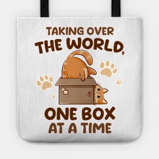 Taking Over the World, One Box at a Time - Cute Funny Cat Gift Tote