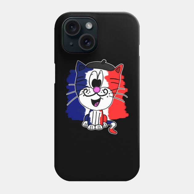 Bastille Day 14 July French Tricolore Cat Funny Phone Case by doodlerob