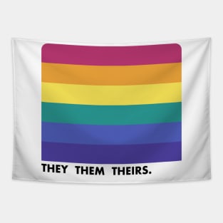 They Them Theirs Pronouns --- Retro Style Design Tapestry