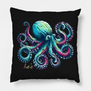 Vivid Colors Octopus - He'e in Hawaiian Pillow