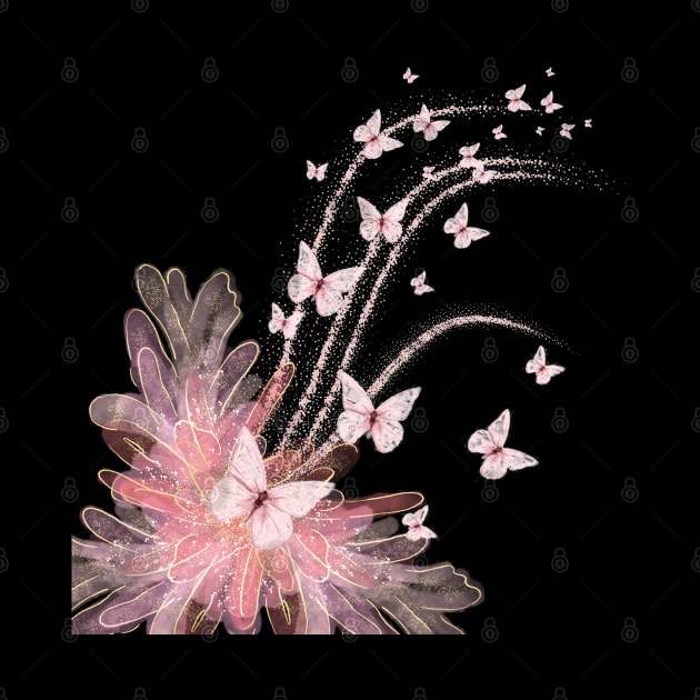 Pink Flower Butterflies illustration by BellaPixel