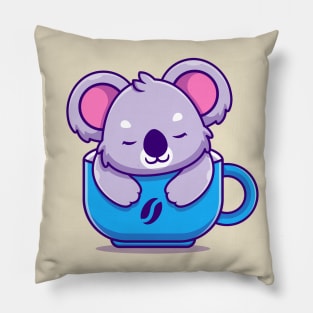 Cute Koala Sleeping In The Cup Coffee Pillow