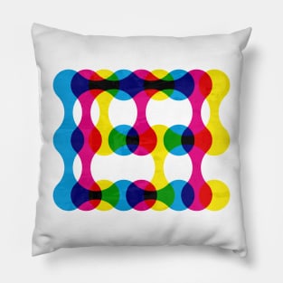 CMY Metaball Colour Mix Grunge Typography Pillow