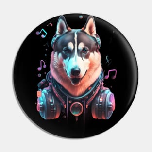 Music lover Siberian husky Pin