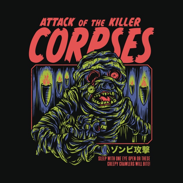 Vintage Horror Attack of the Killer Corpses Cover Art // Retro Zombie Art by Now Boarding